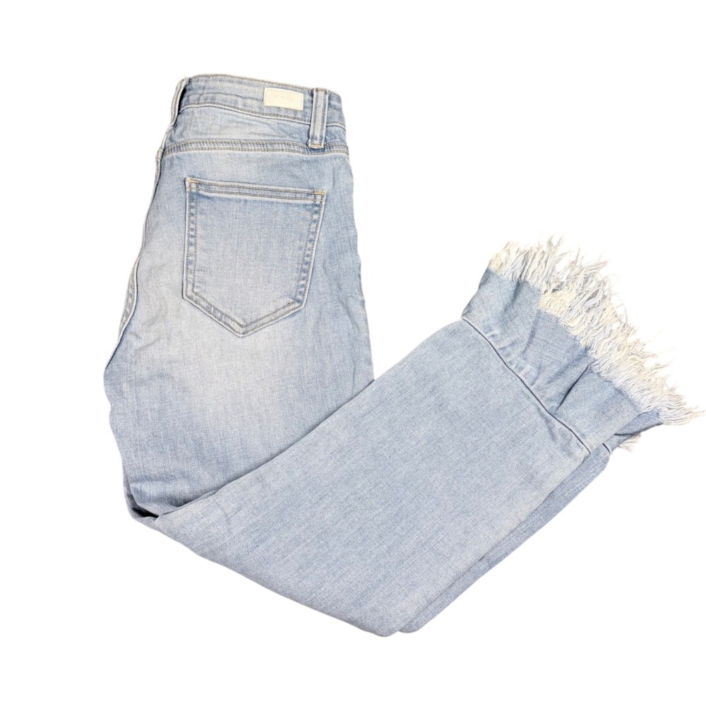 Cello Light Wash Ruffle Fringe Hem Cropped Jeans Size 1 Boho